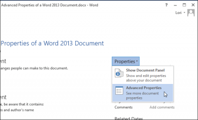 Как настроить дополнительные свойства документа Word - Информационные технологии