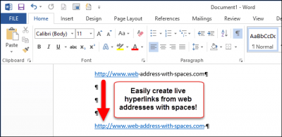 Как в документе Word 2013 создавать активные гиперссылки из веб-адресов, содержащих пробелы - Информационные технологии - Информатика