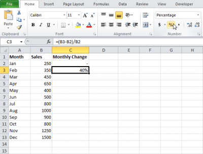 Формула процентного изменения в Excel - Информационные технологии