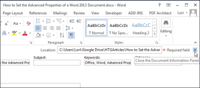 Как настроить дополнительные свойства документа Word - Информационные технологии