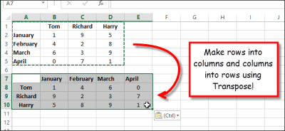 Как поменять местами (транспонировать) строки и столбцы в Excel 2013 - Информационные технологии - Информатика