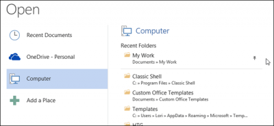 Как закрепить наиболее часто используемые файлы и папки на панели «Открыть» в Office 2013 - Информационные технологии - Информатика