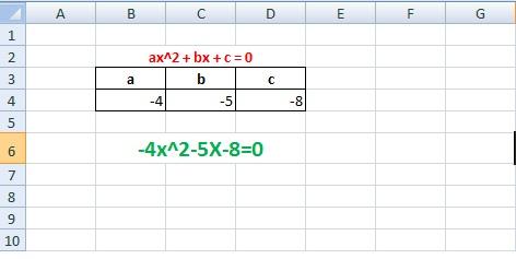 Как сделать квадратное уравнение в excel? - Информатика